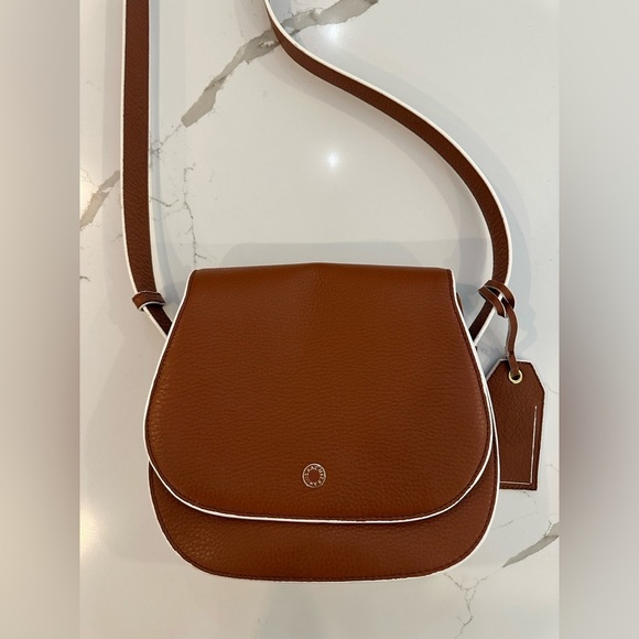 Isaac Mizrahi brown saddle bag purse crossbody NWOT faux Leather?? - Picture 3 of 9